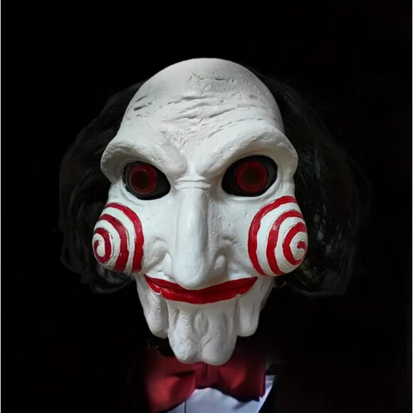 Billy Jigsaw Saw Movie Mask Puppet Costume Halloween Scary Game Latex White Mask - Picture 3 of 4